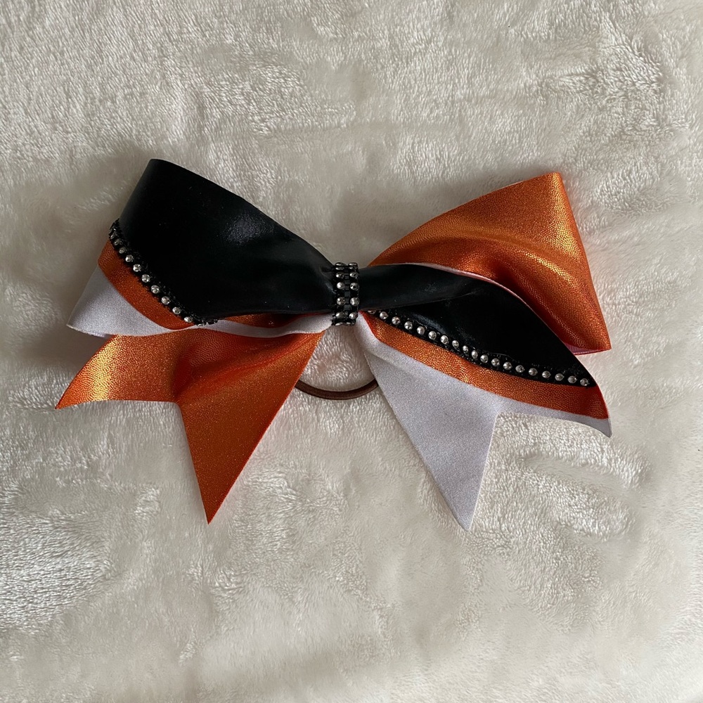 Orange Black & White Cheer Bow